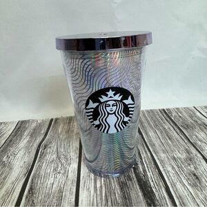 2016 Starbucks Iridescent Waves Grande 16oz Tumbler & Lid NO STRAW 16 oz Purple